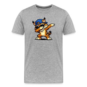 Dabbing Bobcat - Men's Premium Organic T-Shirt - heather grey - Front - Damien (186cm)