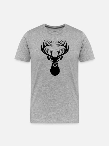 Deer Head Antler Silhouette - Men's Premium Organic T-Shirt - heather grey
