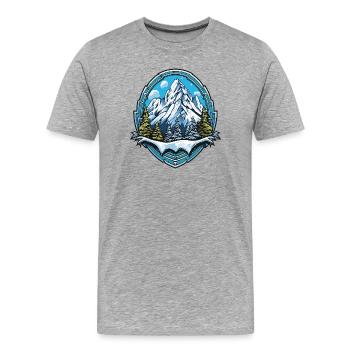 Montagnes Montagnes - T-shirt bio Premium Homme - gris chiné - Devant - Damien (186cm)