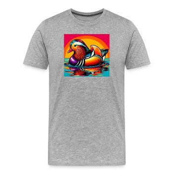 Canard mandarin - T-shirt bio Premium Homme - gris chiné - Devant - Damien (186cm)