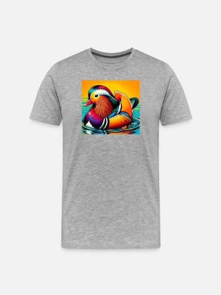 Mandarinente - Männer Premium Bio T-Shirt - Grau meliert