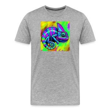 caméléon - T-shirt bio Premium Homme - gris chiné - Devant - Damien (186cm)