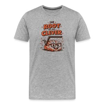 Wurzel aller Klugheit | Mathelehrer Nerd - Männer Premium Bio T-Shirt - Grau meliert - Vorne - Damien (186cm)