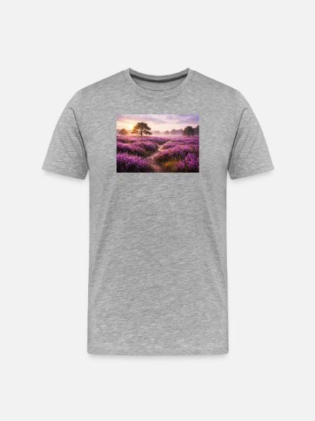 Lavender field at sunrise - Men's Premium Organic T-Shirt - heather grey