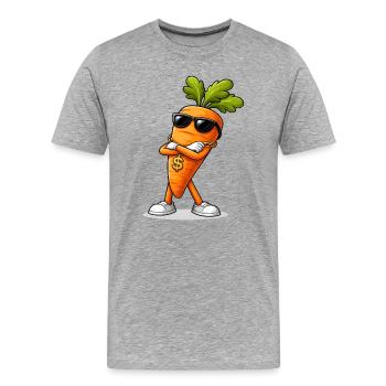 Carotte cool avec lunettes de soleil et chaîne - T-shirt bio Premium Homme - gris chiné - Devant - Damien (186cm)