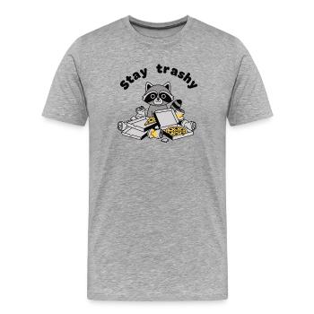 Reste un raton laveur trashy pizza panda trash - T-shirt bio Premium Homme - gris chiné - Devant - Damien (186cm)