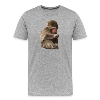 Punch - le singe solitaire - T-shirt bio Premium Homme - gris chiné - Devant - Damien (186cm)