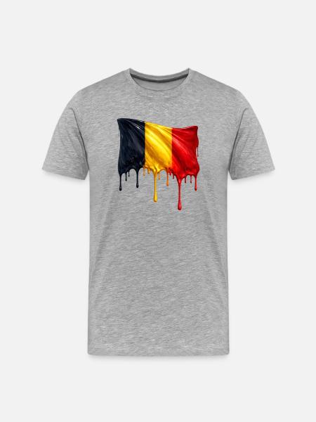 Belgian flag in bright colours - Men's Premium Organic T-Shirt - heather grey
