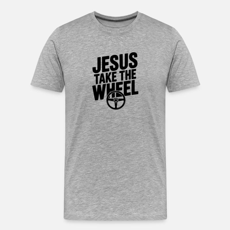 Jesus übernimmt das Rad - Männer Premium Bio T-Shirt - Grau meliert