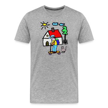 Kleines Haus Abenteuer Skateboard - T-shirt bio Premium Homme - gris chiné - Devant - Damien (186cm)