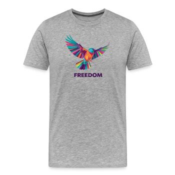 Lebendige geometrische Hummingbird-Freiheit - Männer Premium Bio T-Shirt - Grau meliert - Vorne - Damien (186cm)