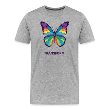 Regenbogengeometrischer Schmetterling - Männer Premium Bio T-Shirt - Grau meliert - Vorne - Damien (186cm)