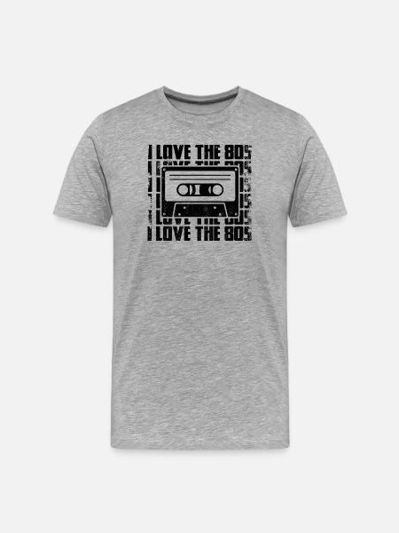 I Love The 80s - Männer Premium Bio T-Shirt - Grau meliert