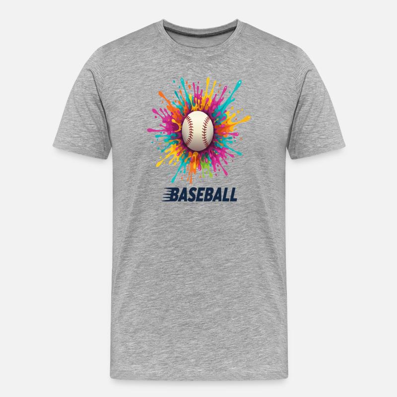 Lebhafter Baseball-Splash-Burst - Männer Premium Bio T-Shirt - Grau meliert