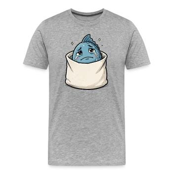 Poisson animal marin dans un sac triste - T-shirt bio Premium Homme - gris chiné - Devant - Damien (186cm)