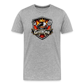 Bouclier de flamme GrillKing - T-shirt bio Premium Homme - gris chiné - Devant - Damien (186cm)