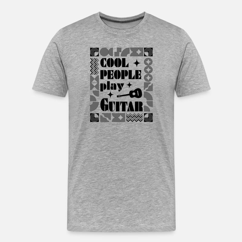 Cool people play Guitar black - Männer Premium Bio T-Shirt - Grau meliert