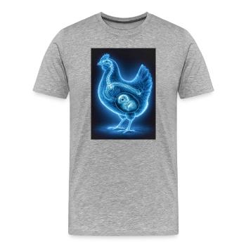 Neon-Poulet-Fetalkunst - Männer Premium Bio T-Shirt - Grau meliert - Vorne - Damien (186cm)