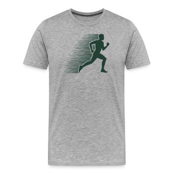 Laufsilhouette im Sprint - Männer Premium Bio T-Shirt - Grau meliert - Vorne - Damien (186cm)