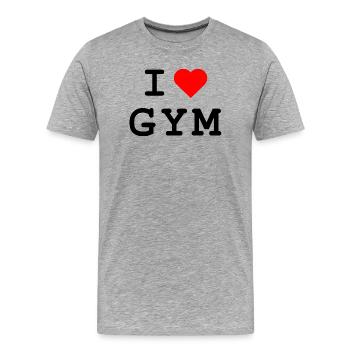 I love Gym - Ich liebe das Gym - Männer Premium Bio T-Shirt - Grau meliert - Vorne - Damien (186cm)