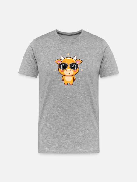 Chic cow with dark glasses - Men's Premium Organic T-Shirt - heather grey