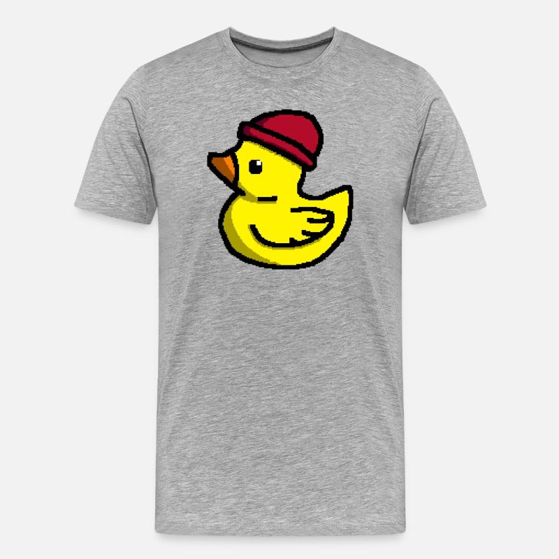 Mignon Pixel Duck en Tuque Rouge - T-shirt bio Premium Homme - gris chiné
