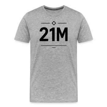 Motif graphique minimaliste Crypto 21M noir - T-shirt bio Premium Homme - gris chiné - Devant - Damien (186cm)