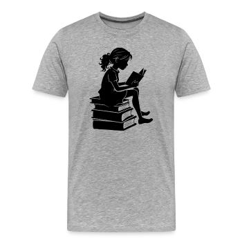 Woman Reading - Men's Premium Organic T-Shirt - heather grey - Front - Damien (186cm)