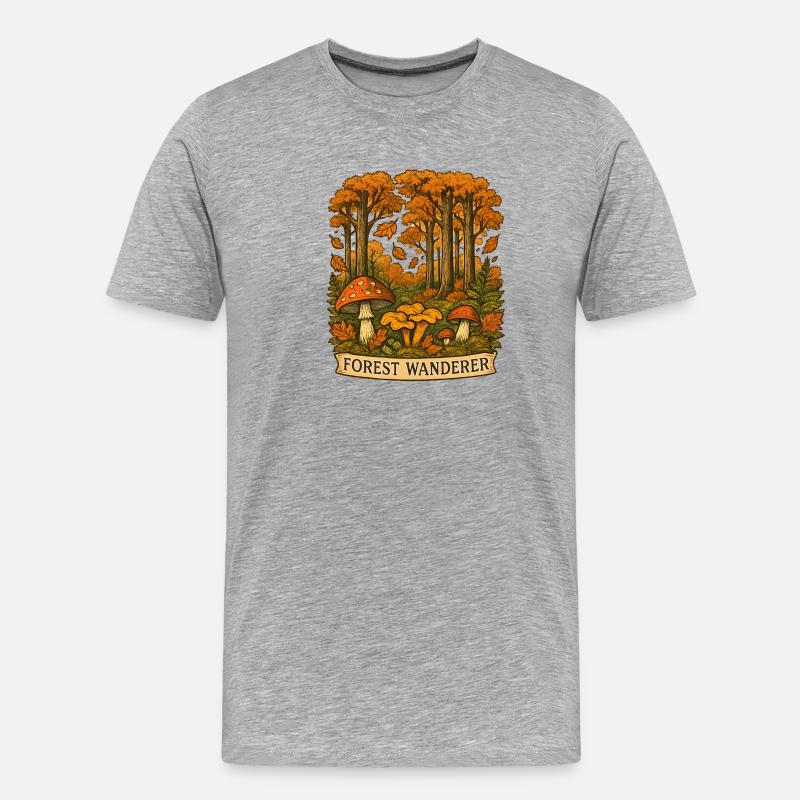 Waldwanderer Herbstpfad - Männer Premium Bio T-Shirt - Grau meliert