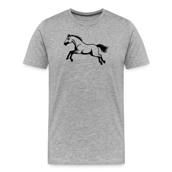 Pferdestil-Sprung - Männer Premium Bio T-Shirt - Grau meliert - Vorne - Damien (186cm)