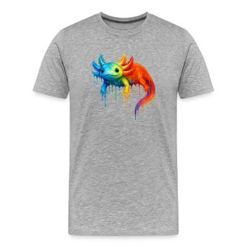 Axolotl aux couleurs vives - T-shirt bio Premium Homme - gris chiné - Devant - Damien (186cm)