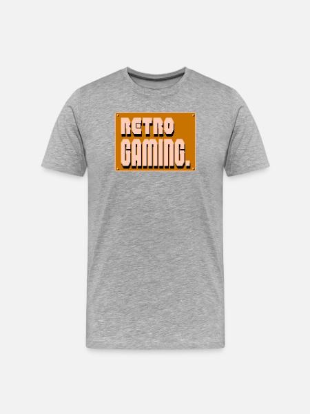 Retro-Gaming-Pixelkunst - Männer Premium Bio T-Shirt - Grau meliert