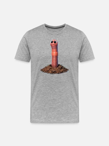 Mudworm cartoon with big eyes - Men's Premium Organic T-Shirt - heather grey