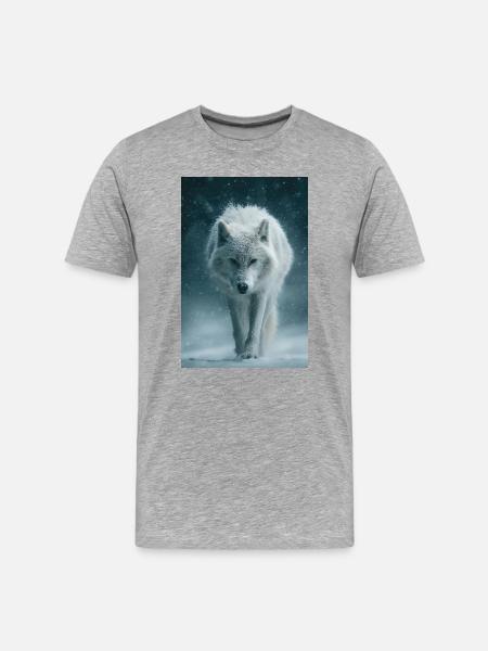 Arctic Wolf in Snowfall - Men's Premium Organic T-Shirt - heather grey