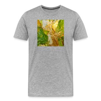Golden Green Abstraction with Metal Texture - Men's Premium Organic T-Shirt - heather grey - Front - Damien (186cm)