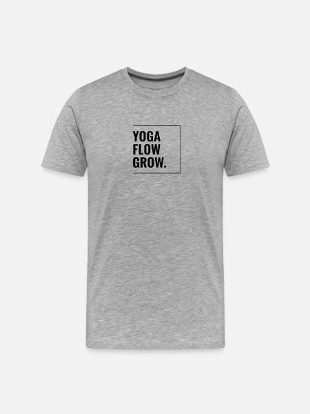 Yoga Flow Grow. - Men's Premium Organic T-Shirt - heather grey
