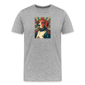 Hund General Retro Poster Stil Vintage Design - Männer Premium Bio T-Shirt - Grau meliert - Vorne - Damien (186cm)