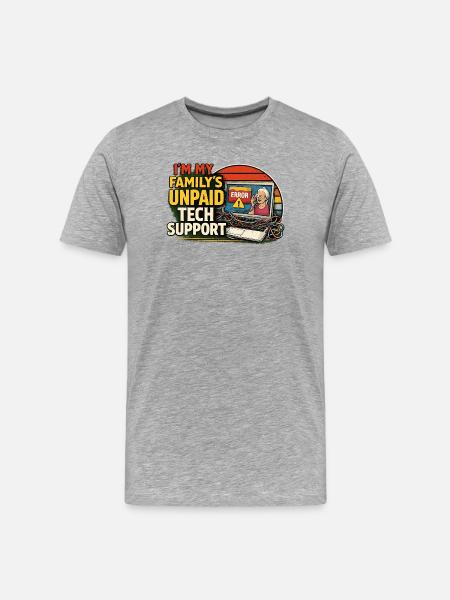 Family Tech Support Unpaid - Men's Premium Organic T-Shirt - heather grey