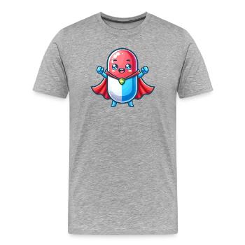 Helden Pille Superheld Medizin Tabletten Held - Männer Premium Bio T-Shirt - Grau meliert - Vorne - Damien (186cm)