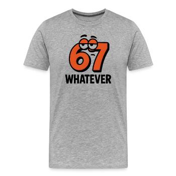 Six Seven Whatever Italian Brainrot Humor Meme  - Männer Premium Bio T-Shirt - Grau meliert - Vorne - Damien (186cm)