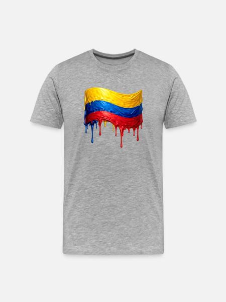 Drapeau colombien tombe - T-shirt bio Premium Homme - gris chiné
