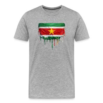 Suriname Flag Drop Art - Men's Premium Organic T-Shirt - heather grey - Front - Damien (186cm)