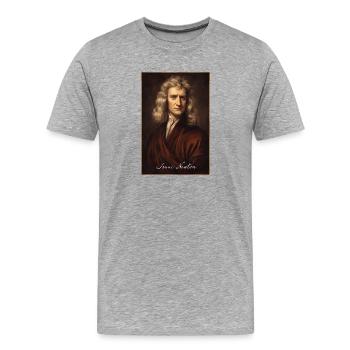 Isaac-Newton Porträt - Männer Premium Bio T-Shirt - Grau meliert - Vorne - Damien (186cm)