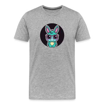 Petit Âne Turquoise Lunettes Fun - T-shirt bio Premium Homme - gris chiné - Devant - Damien (186cm)