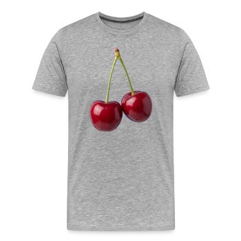 Kirsche Kirschen Cherry Shirt, hoodie, Tasche, Mug - Männer Premium Bio T-Shirt - Grau meliert - Vorne - Damien (186cm)