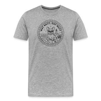 Wat mutt dat mutt French Bulldog by the Sea - Men's Premium Organic T-Shirt - heather grey - Front - Damien (186cm)