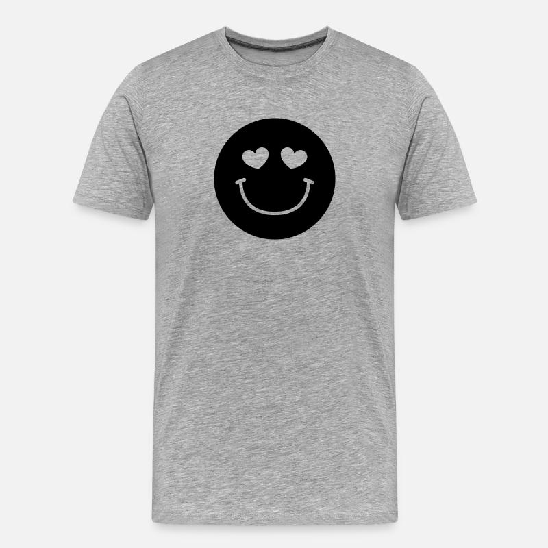 Smiley-Gesicht - Männer Premium Bio T-Shirt - Grau meliert