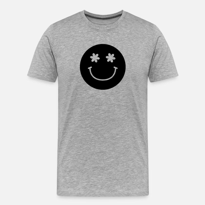 Smiley-Gesicht - Männer Premium Bio T-Shirt - Grau meliert