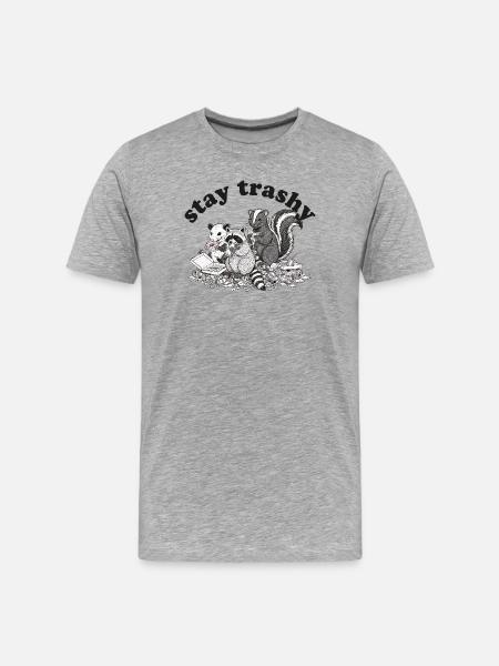 Stay Trashy Raccoon Opossum Skunk - Men's Premium Organic T-Shirt - heather grey