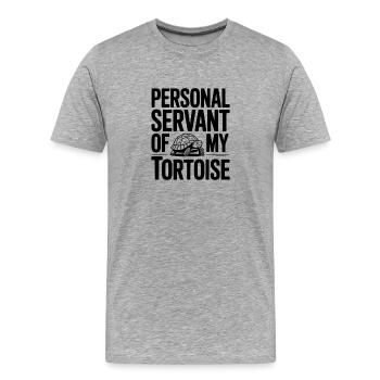 Serviteur personnel de ma tortue - T-shirt bio Premium Homme - gris chiné - Devant - Damien (186cm)
